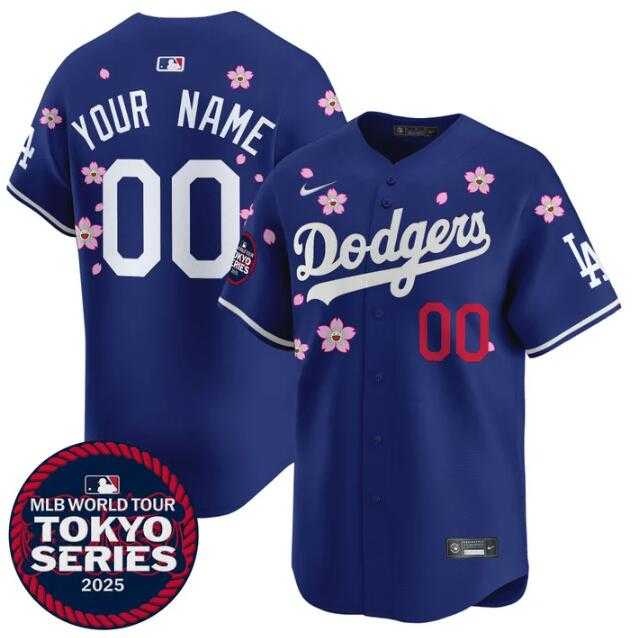 Men%27s Los Angeles Dodgers Active Player Custom Royal 2025 Tokyo Series Limited Stitched Baseball Jersey